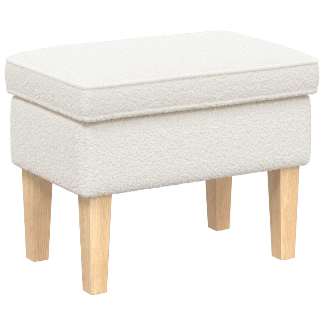 Fotpall Gräddvit 55 X 35 X 41 Cm Bouclé