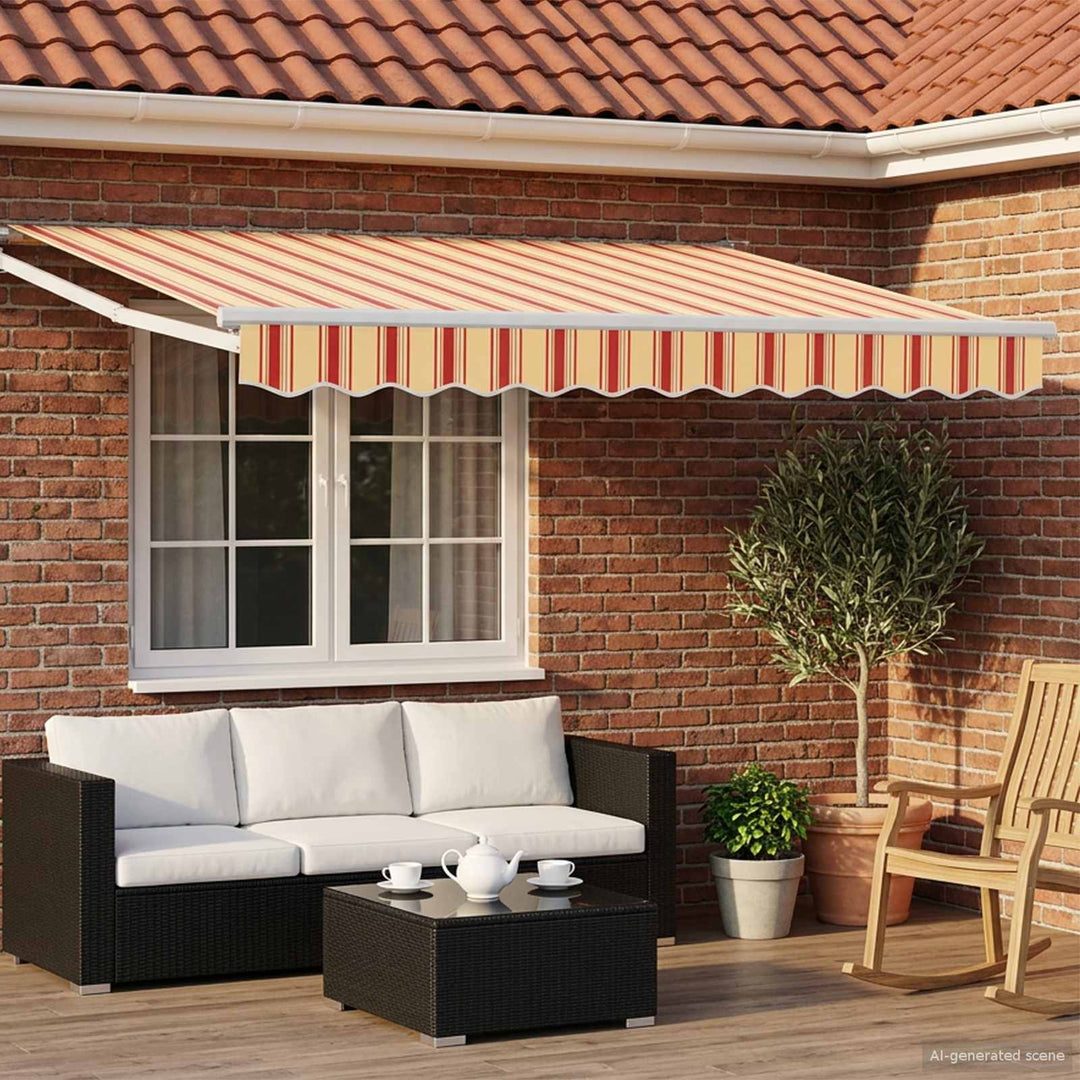 Utdragbar Markis Gul, Orange Och Vit 2,5 X 2 M