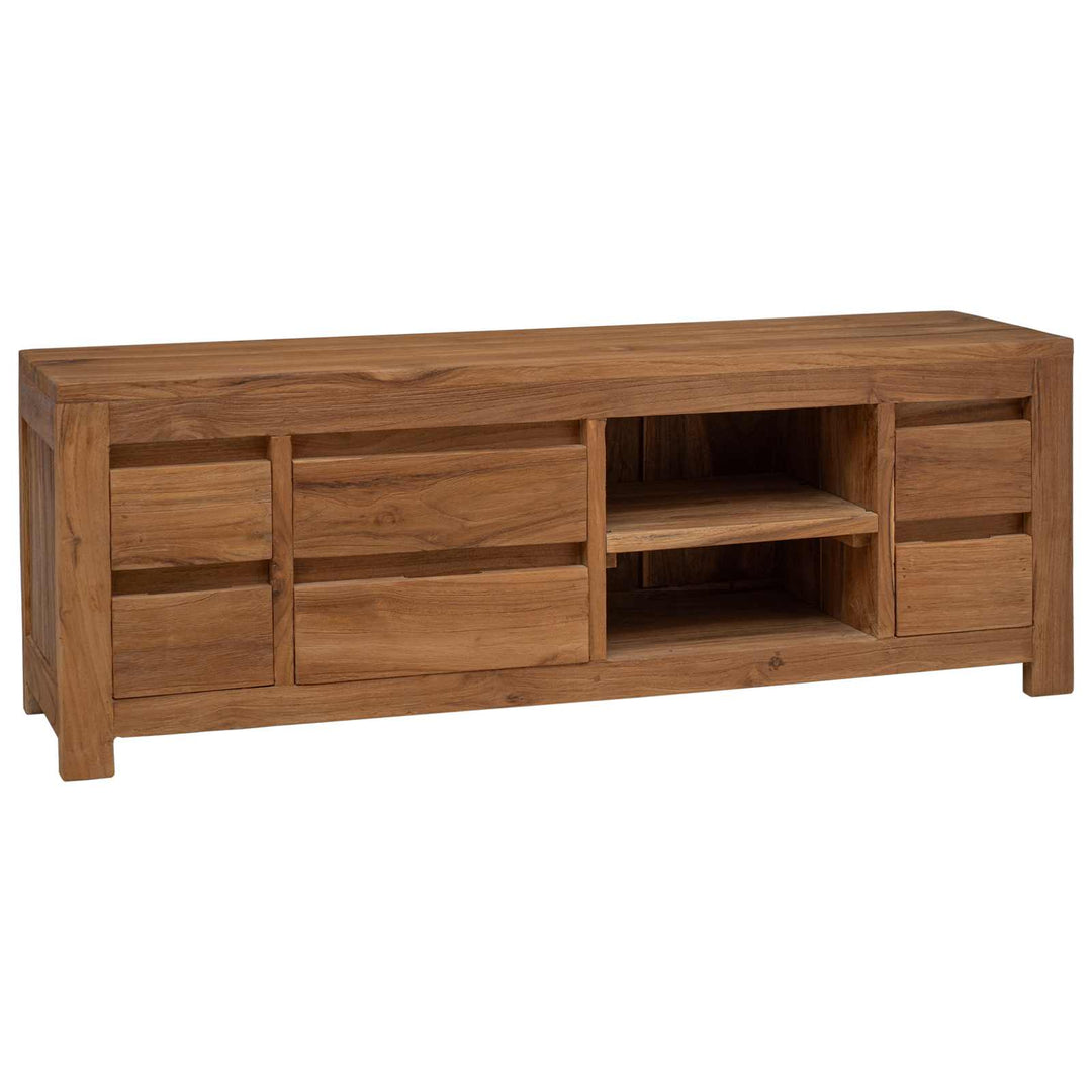 Tv-Bänk 110 X 30 X 40 Cm Naturlig Massivt Teakträ