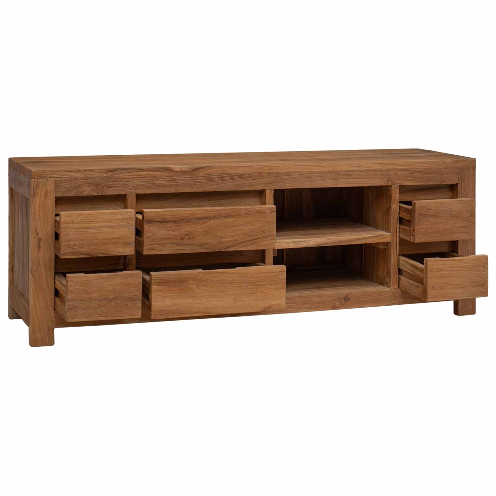 Tv-Bänk 110 X 30 X 40 Cm Naturlig Massivt Teakträ