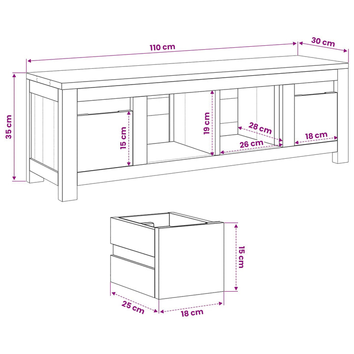 Tv-Skåp 110 X 30 X 35 Cm Naturlig Massivt Teakträ