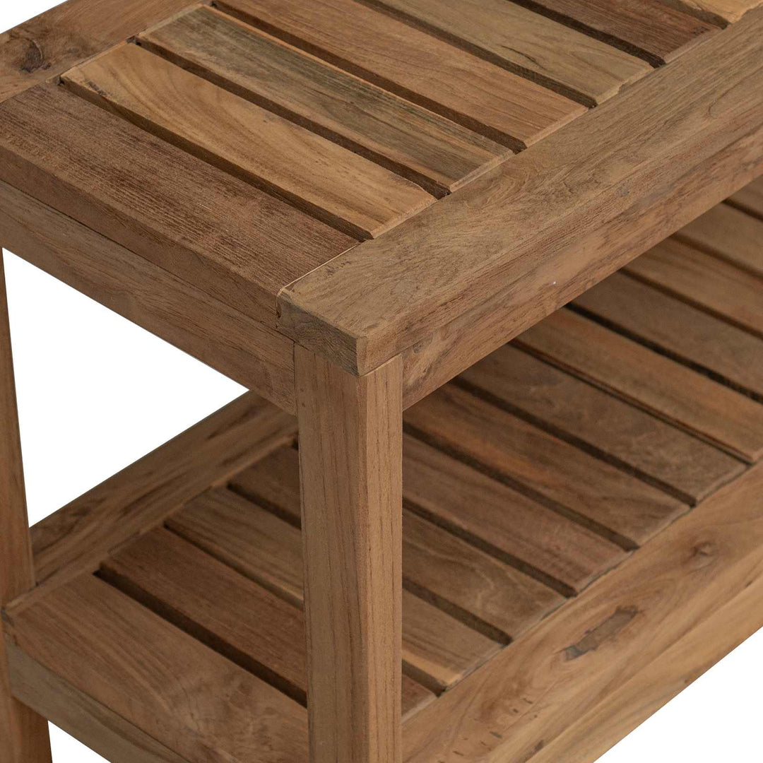 Badrums Sidobord Naturlig 60 X 30 X 45 Cm Massivt Teakträ