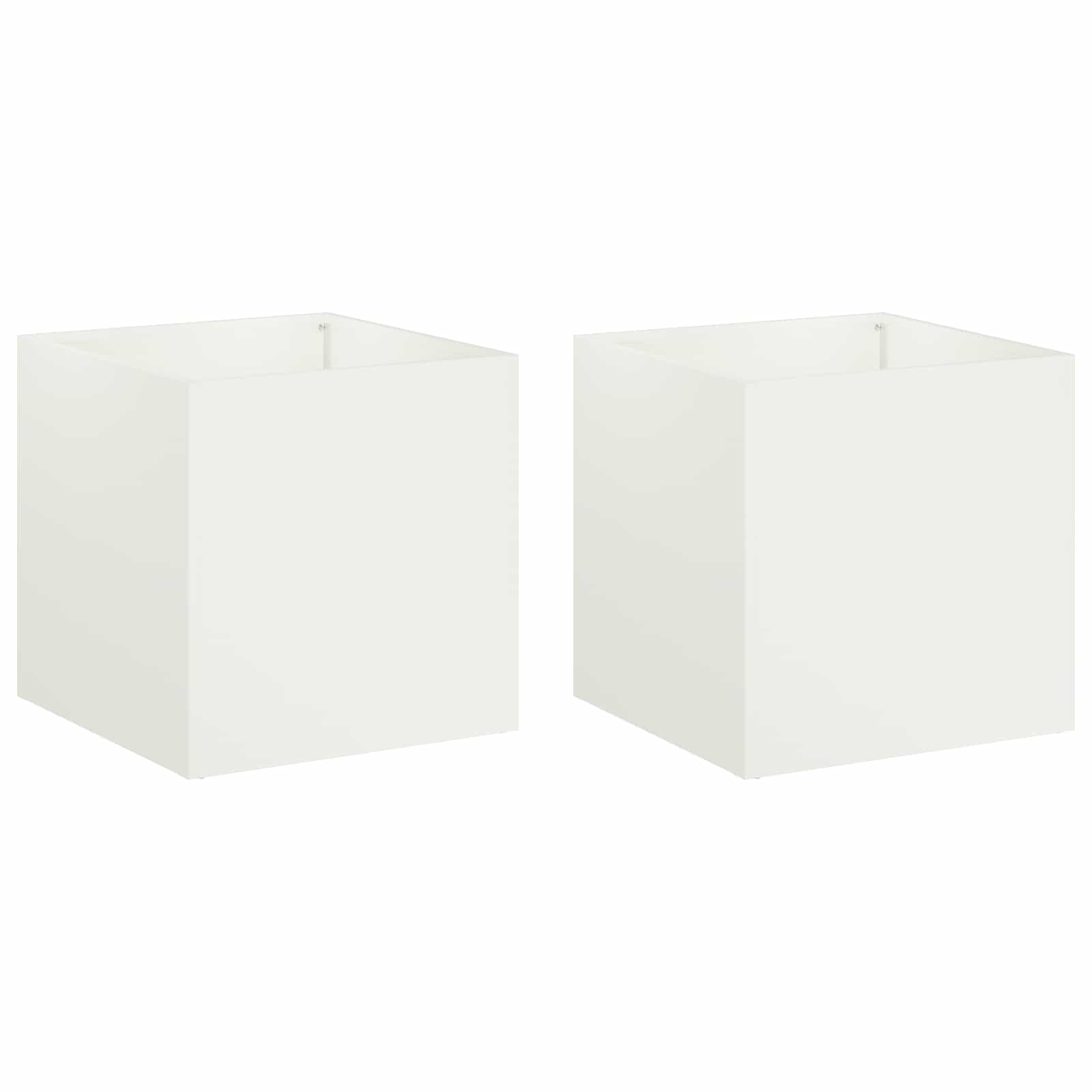 Trädgårdsplanterare 2 St Vit 20 X 20 X 20 Cm Kallvalsat Stål