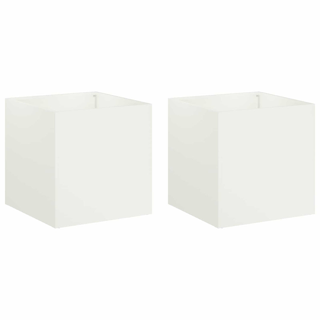 Trädgårdsplanterare 2 St Vit 20 X 20 X 20 Cm Kallvalsat Stål
