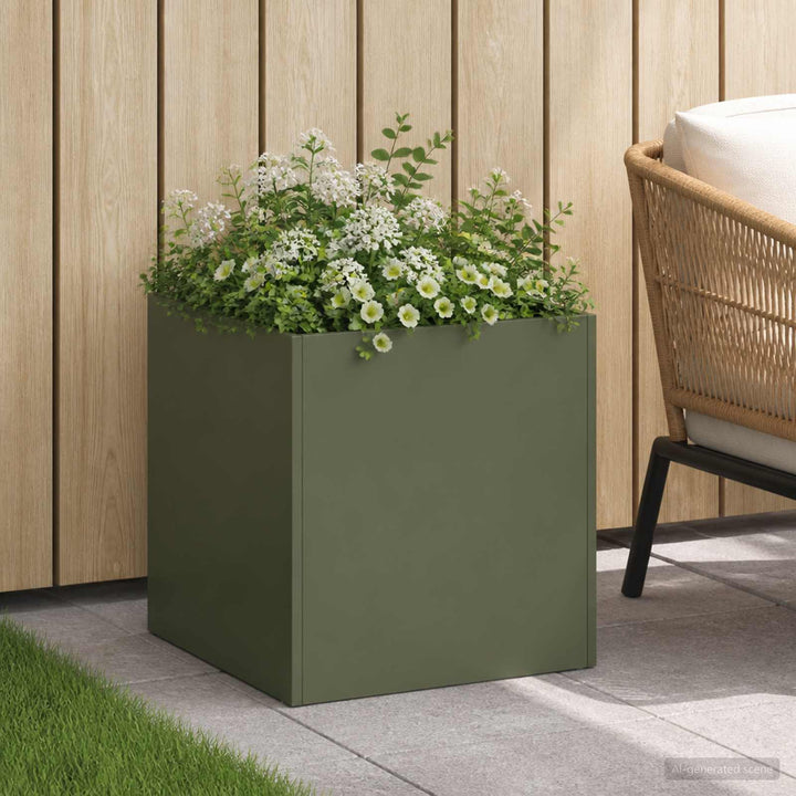 Trädgårdsplanterare Olivgrön 20 X 20 X 20 Cm Kallvalsat Stål