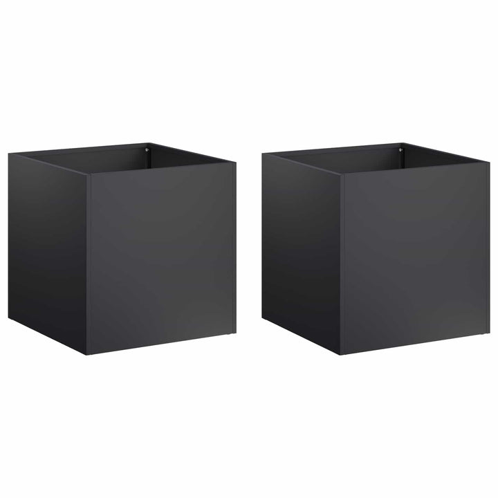 Trädgårdsplanterare 2 St Svart 25 X 25 X 25 Cm Kallvalsat Stål