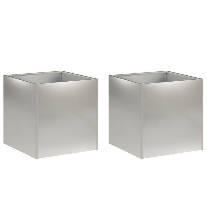 Trädgårdsplanterare 2 St Silver 35 X 35 X 35 Cm Rostfritt Stål