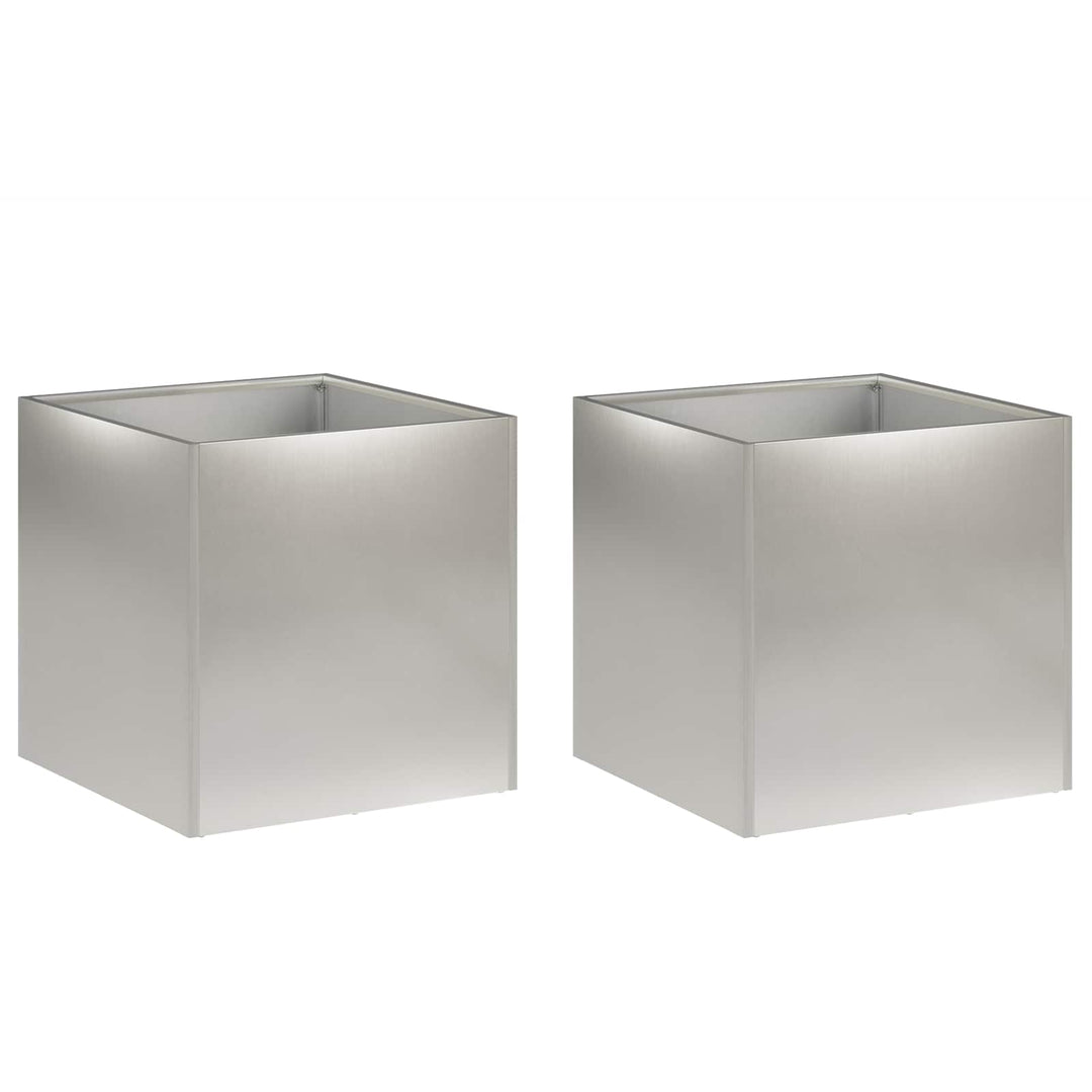 Trädgårdsplanterare 2 St Silver 35 X 35 X 35 Cm Rostfritt Stål