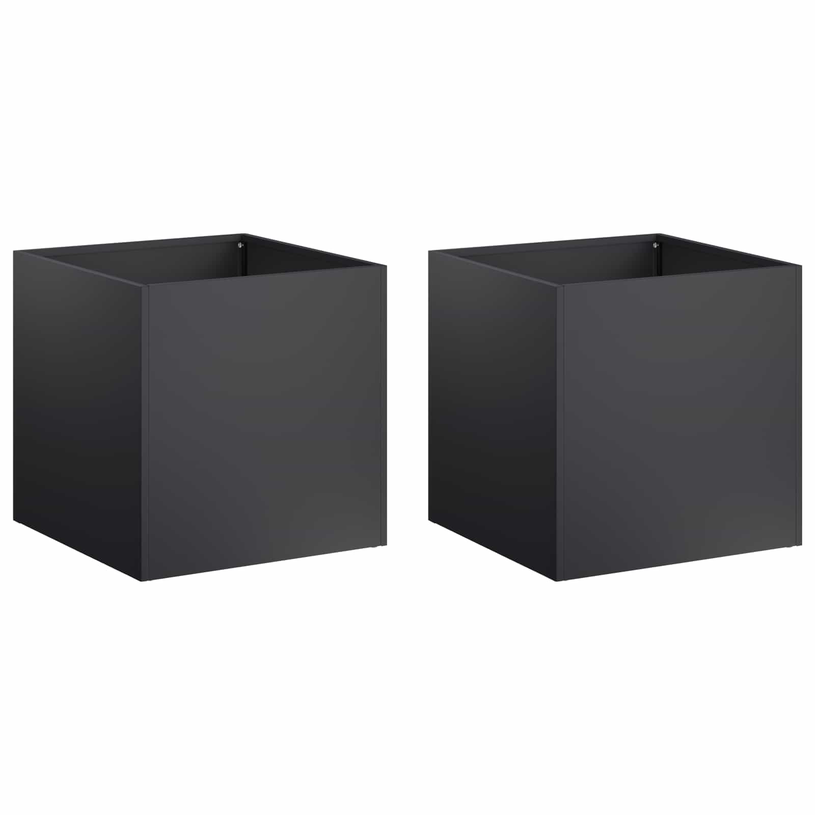 Trädgårdsplanterare 2 St Svart 45 X 45 X 45 Cm Kallvalsat Stål