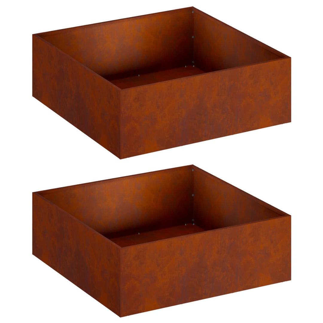 Trädgårdsplanterare 2 St Rostig 40 X 40 X 20 Cm