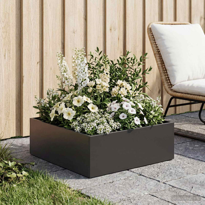 Trädgårdsplanterare Svart 60 X 60 X 20 Cm Kallvalsat Stål