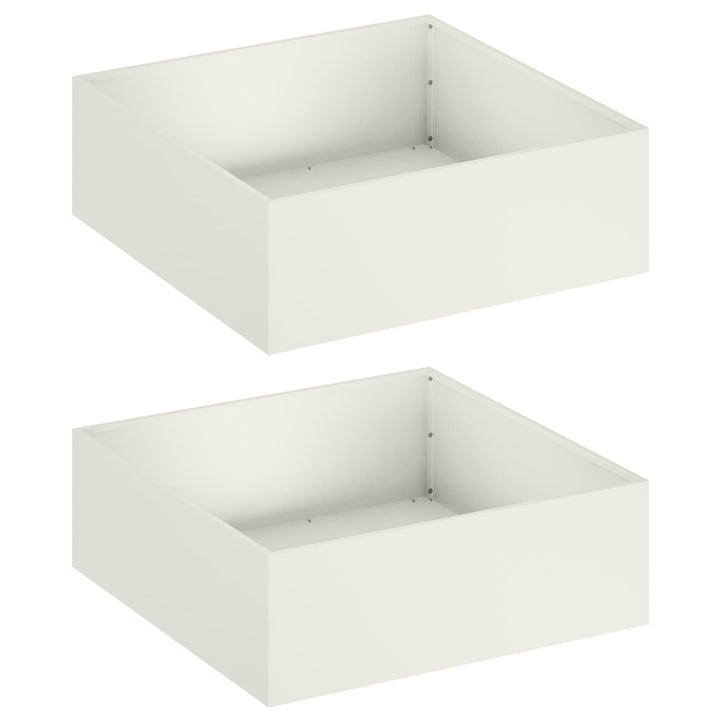 Trädgårdsplanterare 2 St Vit 60 X 60 X 20 Cm Kallvalsat Stål