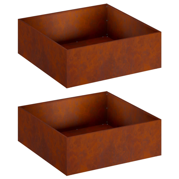 Trädgårdsplanterare 2 St Rostig 60 X 60 X 20 Cm