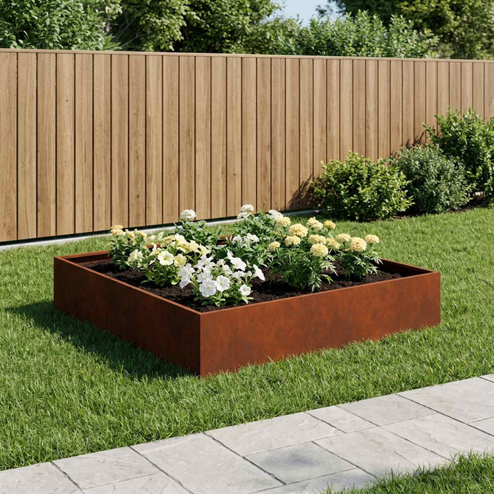 Trädgårdsplanterare Rostig 80 X 80 X 20 Cm Väderbeständig Stål