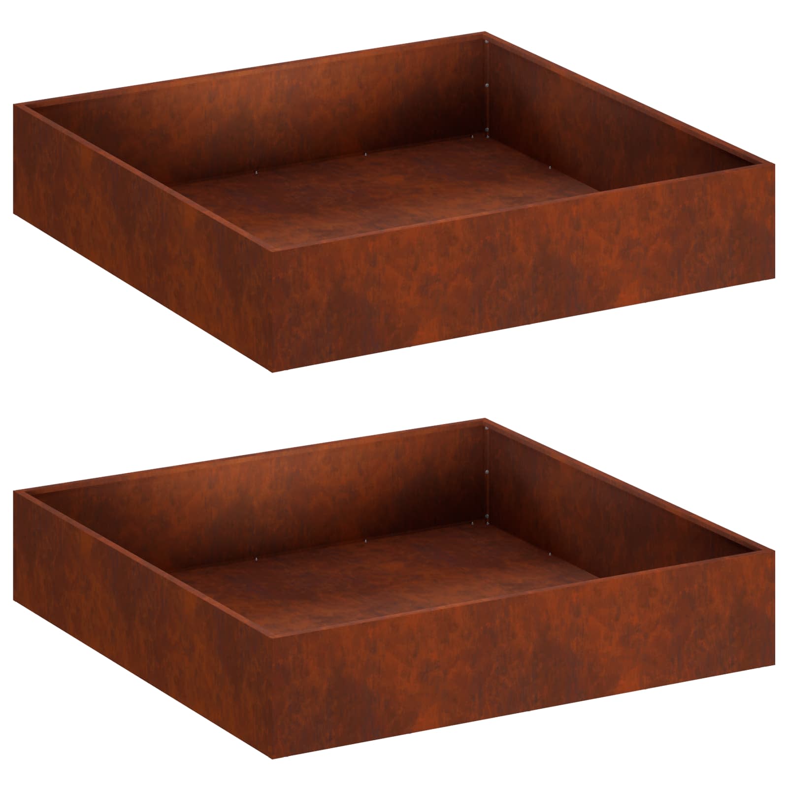 Trädgårdsplanterare 2 St Rostig 80 X 80 X 20 Cm