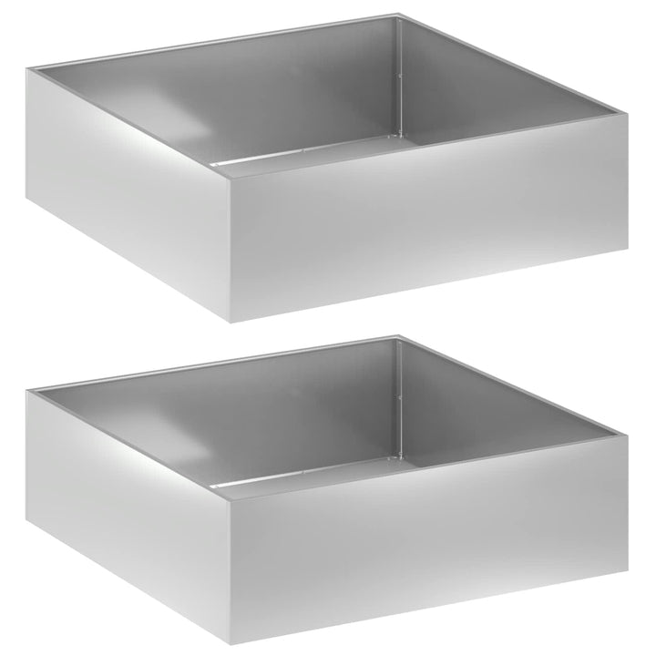 Trädgårdsplanterare 2 St Silver 80 X 80 X 30 Cm