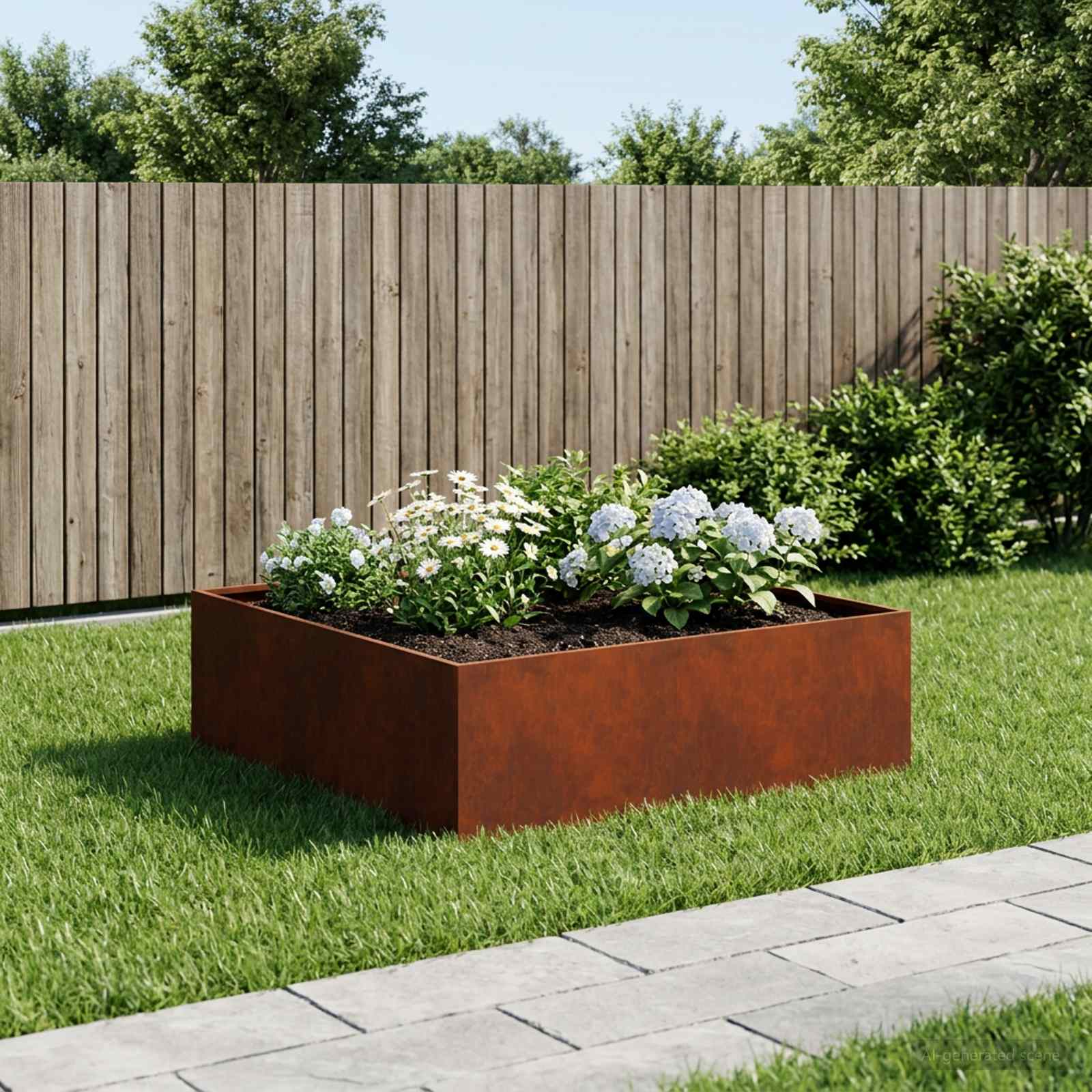 Trädgårdsplanterare Rostig 80 X 80 X 30 Cm Väderbeständig Stål