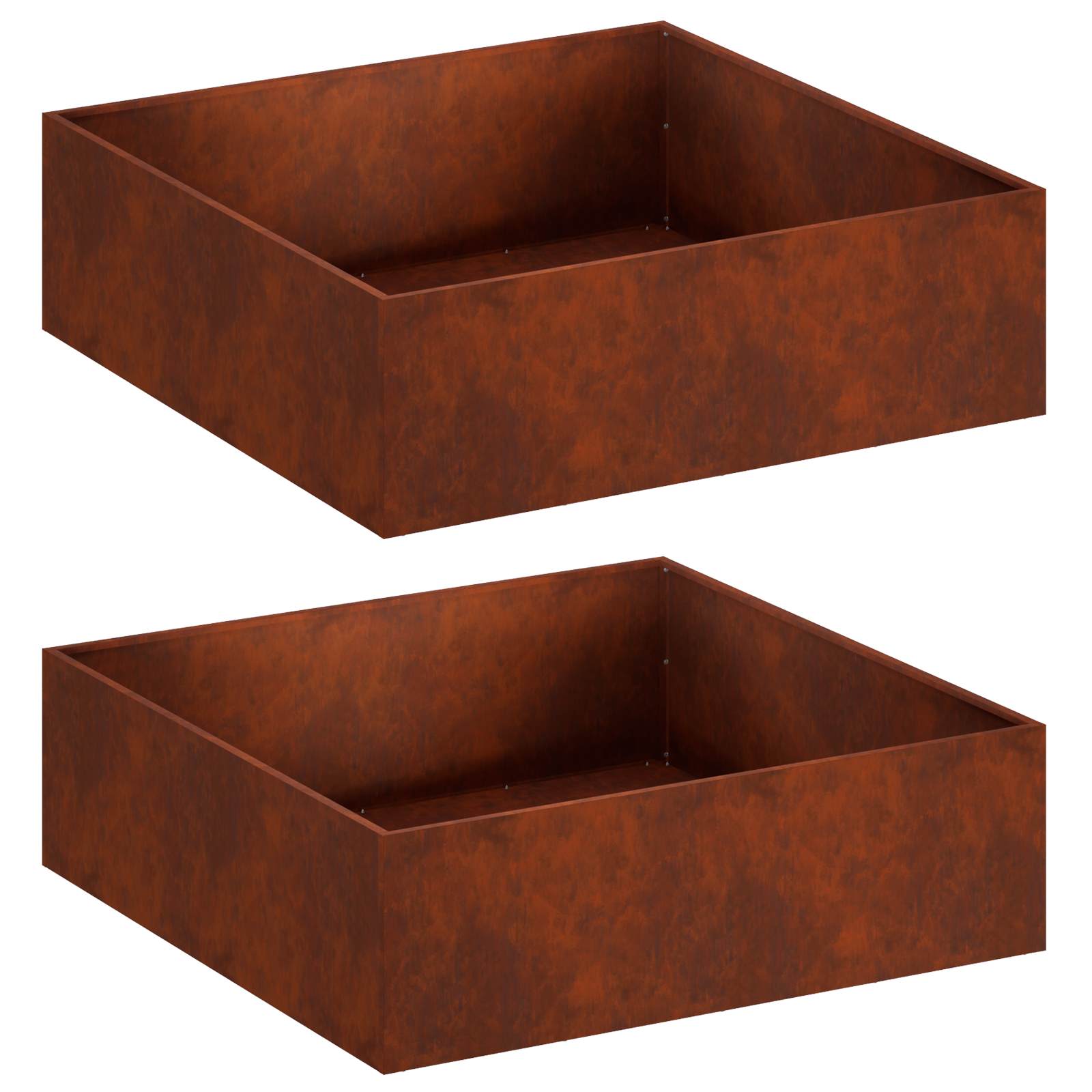 Trädgårdsplanterare 2 St Rostig 80 X 80 X 30 Cm