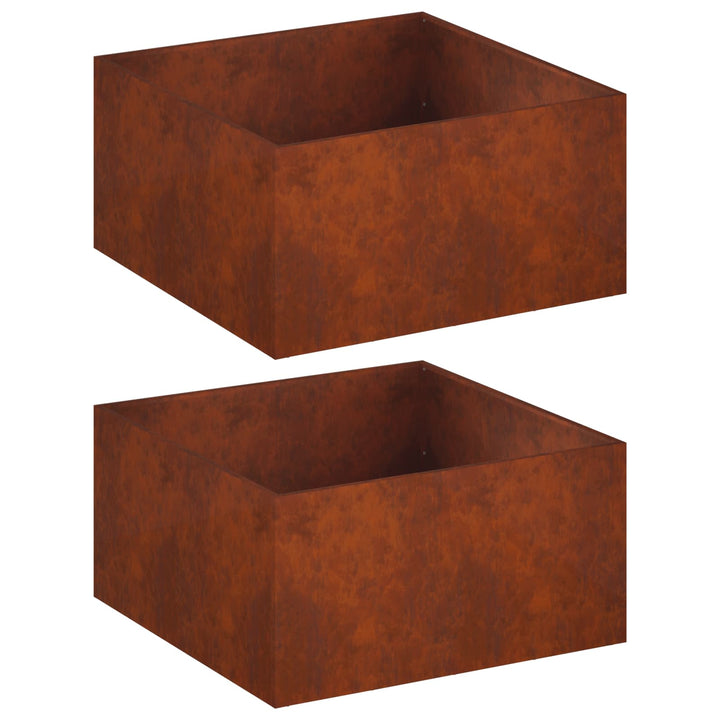 Trädgårdsplanterare 2 St Rostig 100 X 100 X 40 Cm