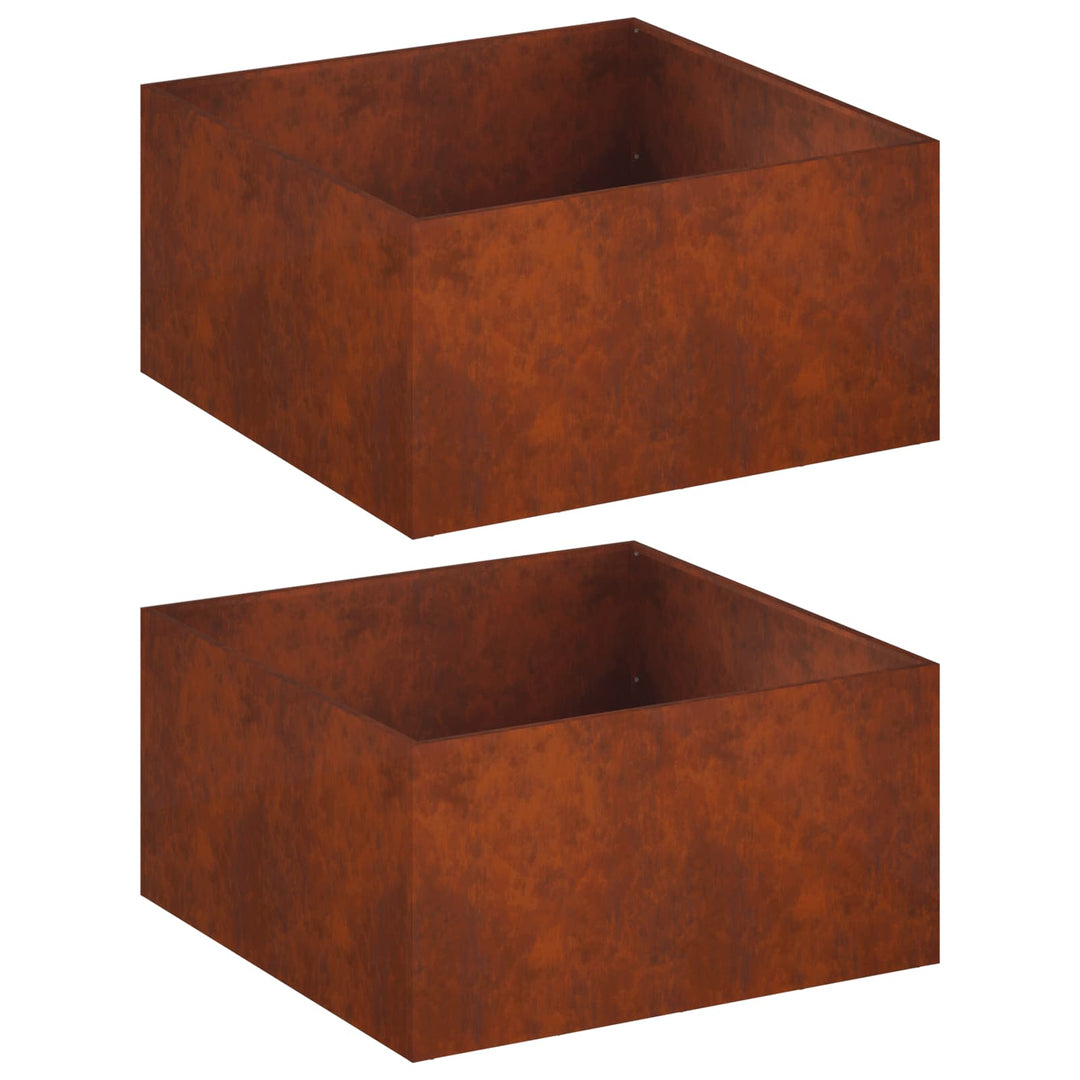 Trädgårdsplanterare 2 St Rostig 100 X 100 X 40 Cm