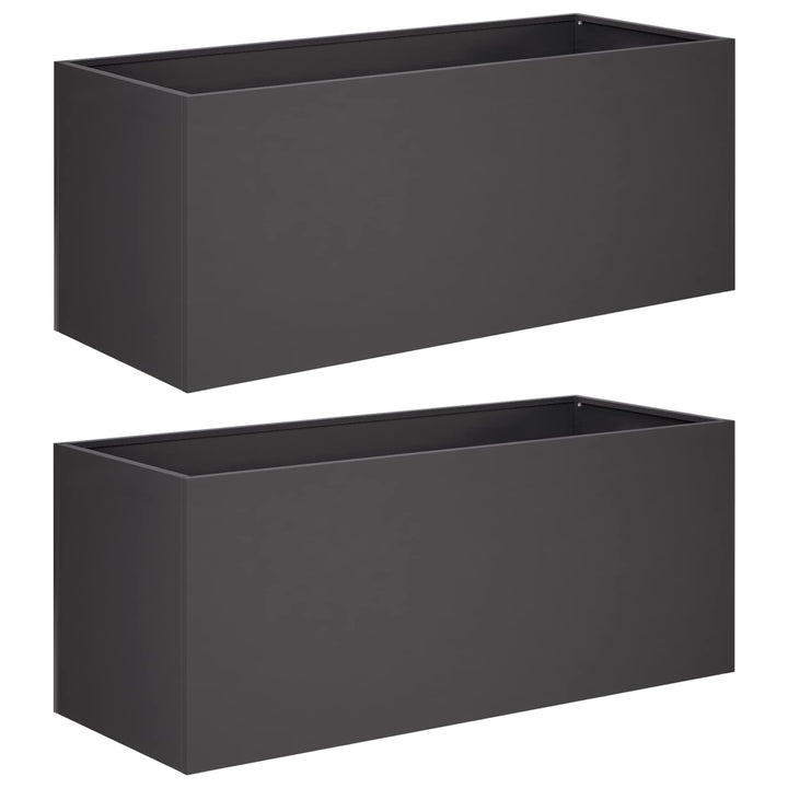 Trädgårdsplanterare 2 St Svart 80 X 40 X 40 Cm Kallvalsat Stål