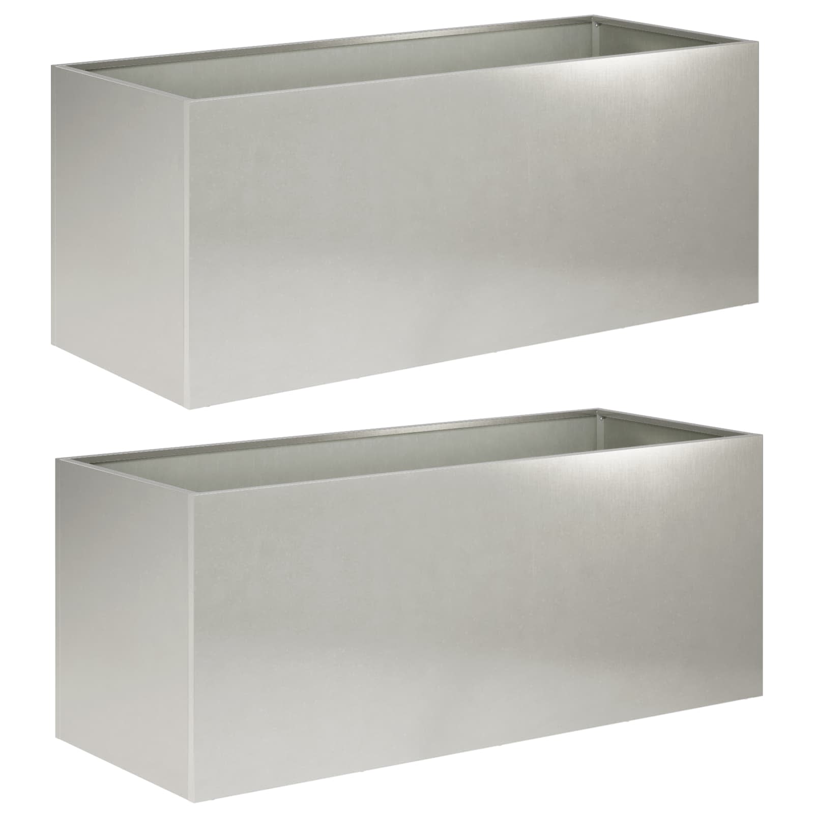 Trädgårdsplanterare 2 St Silver 80 X 40 X 40 Cm Rostfritt Stål