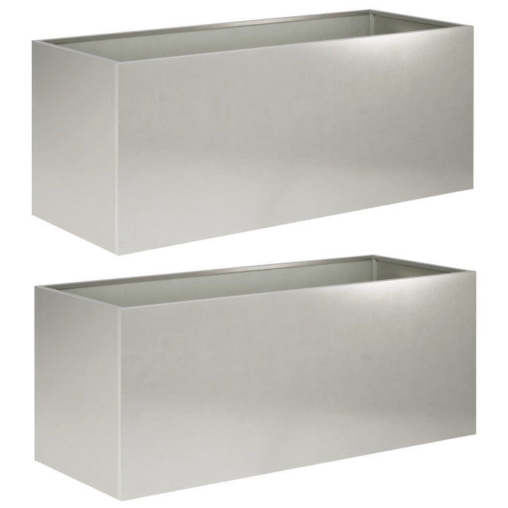 Trädgårdsplanterare 2 St Silver 80 X 40 X 40 Cm Rostfritt Stål