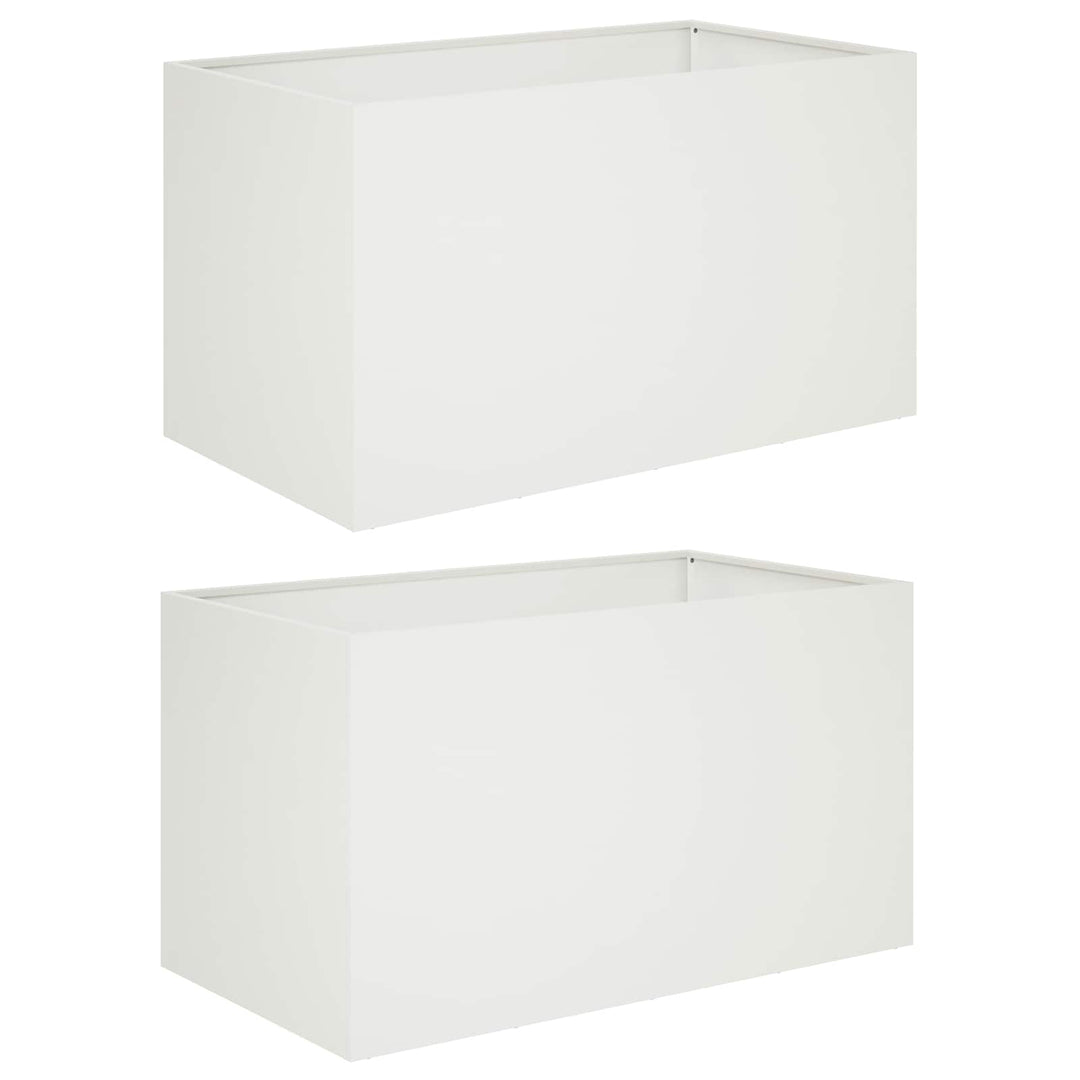 Trädgårdsplanterare 2 St Vit 80 X 50 X 50 Cm Kallvalsat Stål