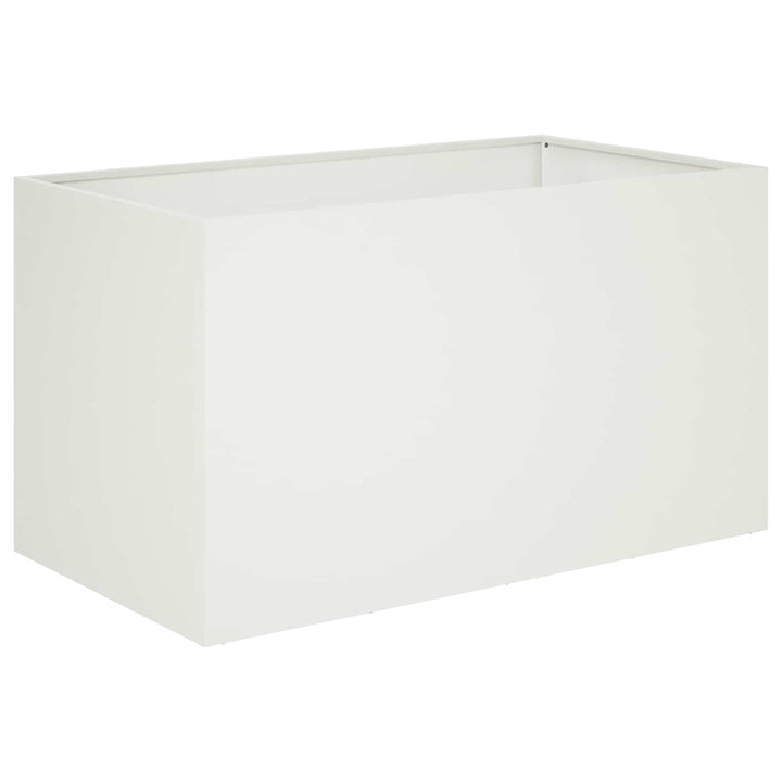 Trädgårdsplanterare 2 St Vit 80 X 50 X 50 Cm Kallvalsat Stål