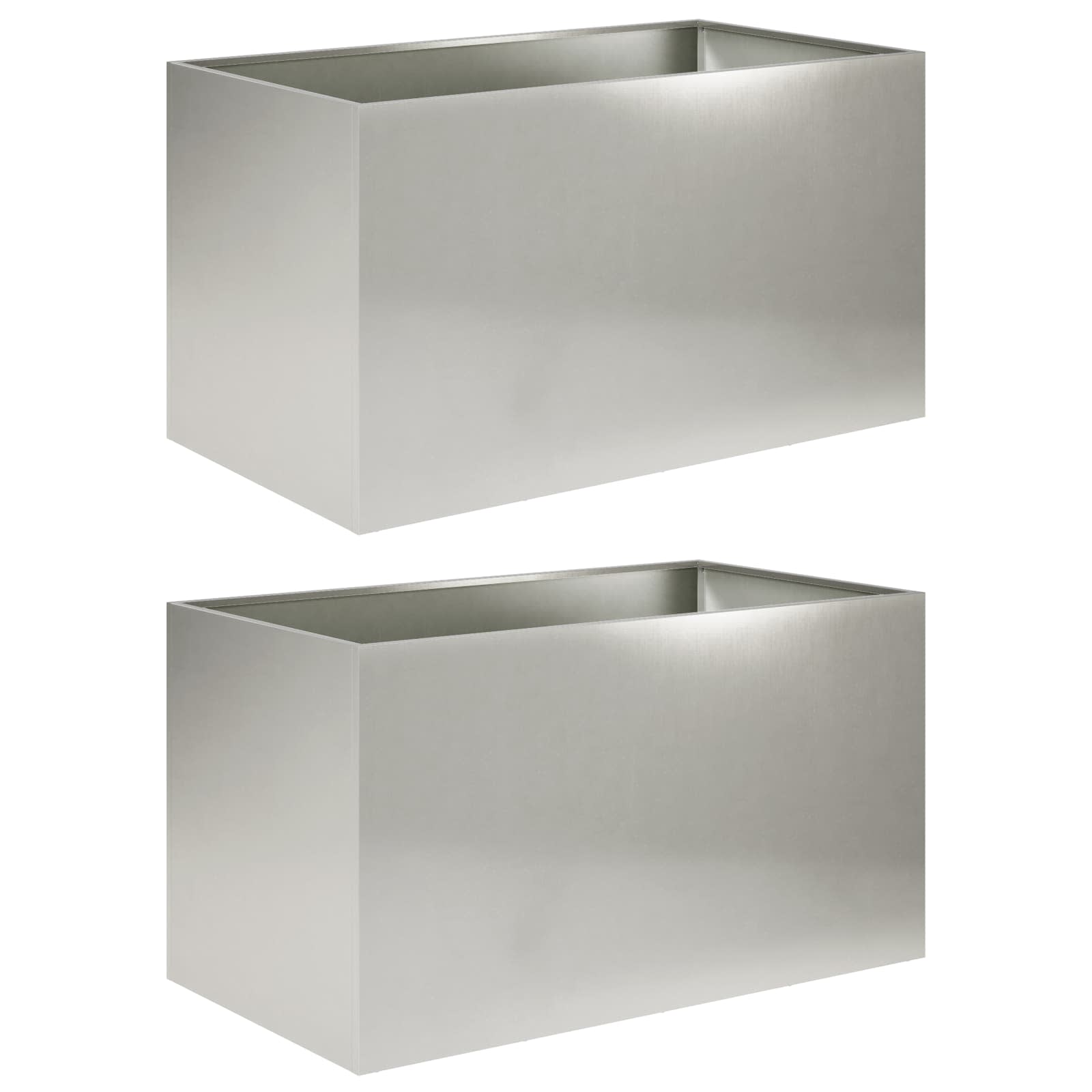 Trädgårdsplanterare 2 St Silver 80 X 50 X 50 Cm Rostfritt Stål