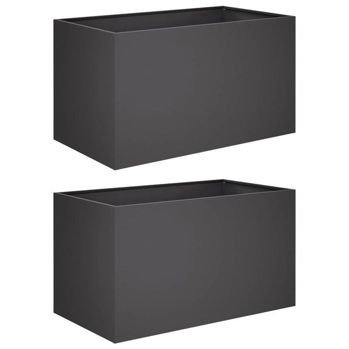 Trädgårdsplanterare 2 St Svart 100 X 50 X 50 Cm Kallvalsat Stål