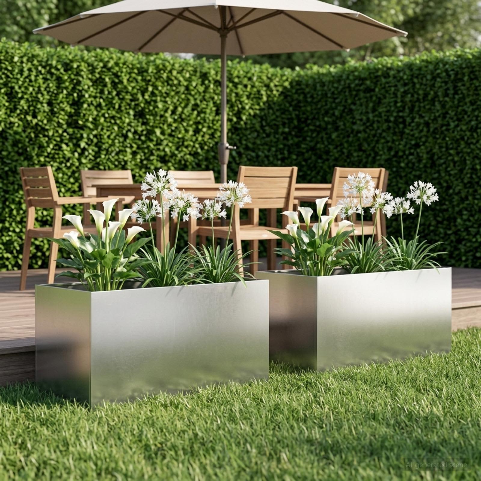 Trädgårdsplanterare 2 St Silver 100 X 50 X 50 Cm Rostfritt Stål