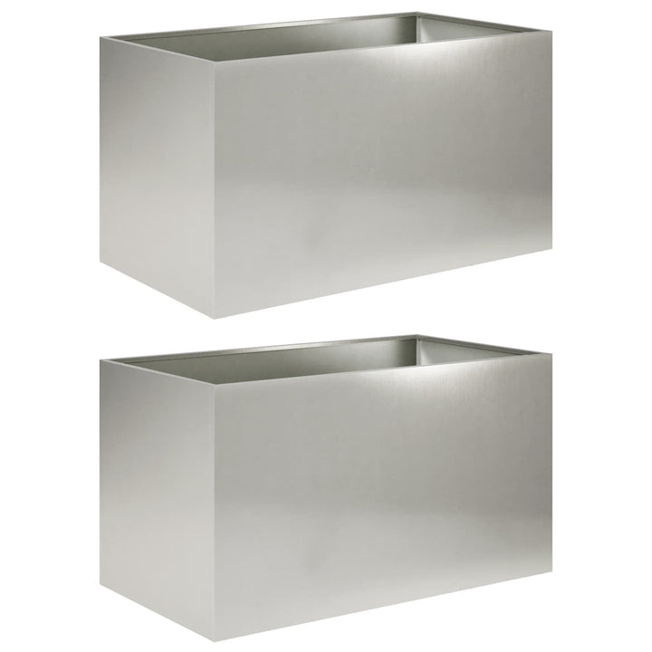 Trädgårdsplanterare 2 St Silver 100 X 50 X 50 Cm Rostfritt Stål