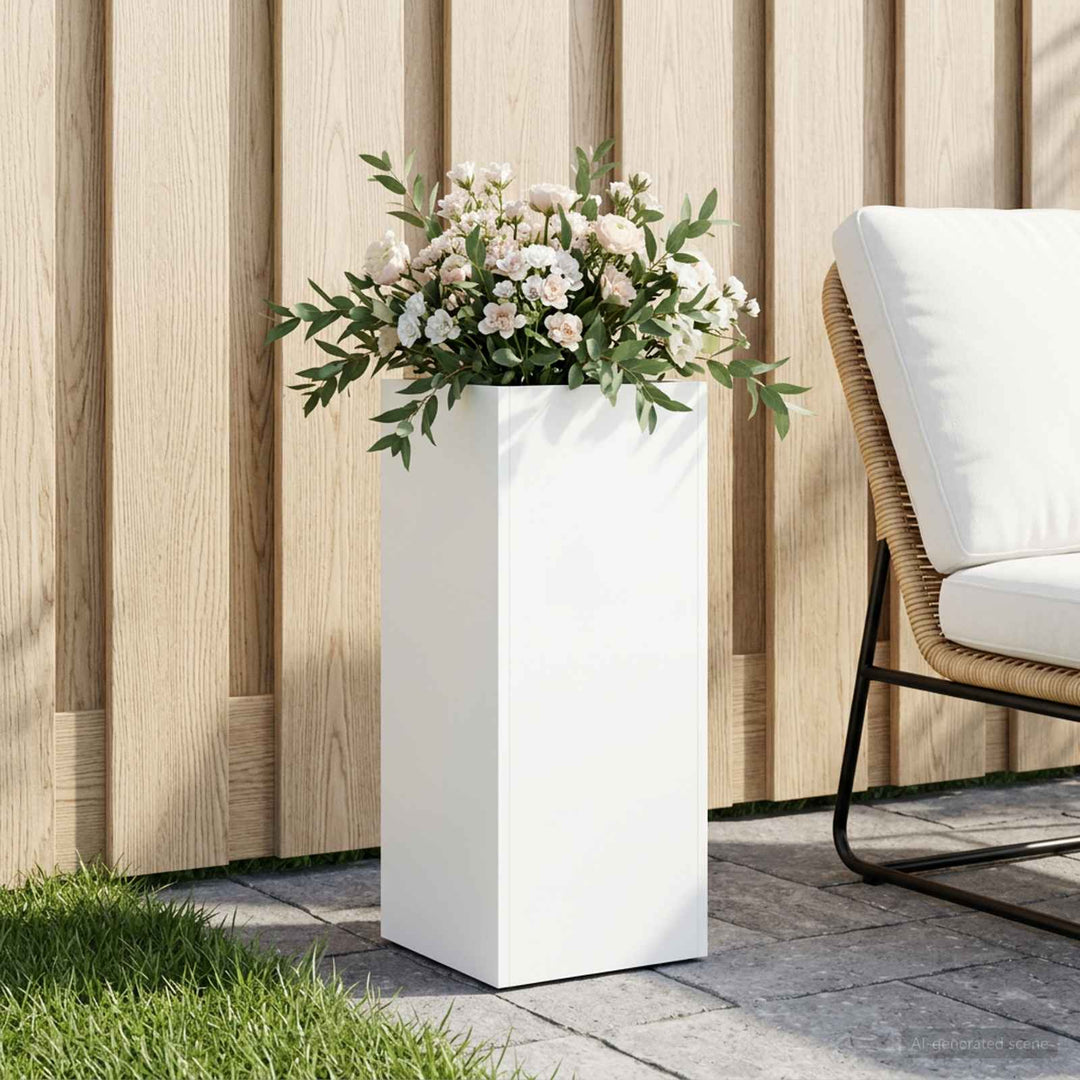 Trädgårdsplanterare Vit 20 X 20 X 40 Cm Kallvalsat Stål