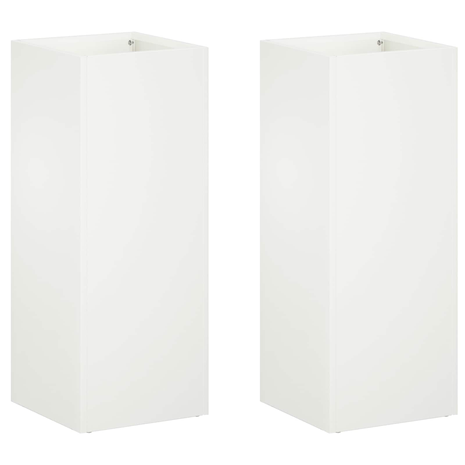 Trädgårdsplanterare 2 St Vit 20 X 20 X 40 Cm Kallvalsat Stål