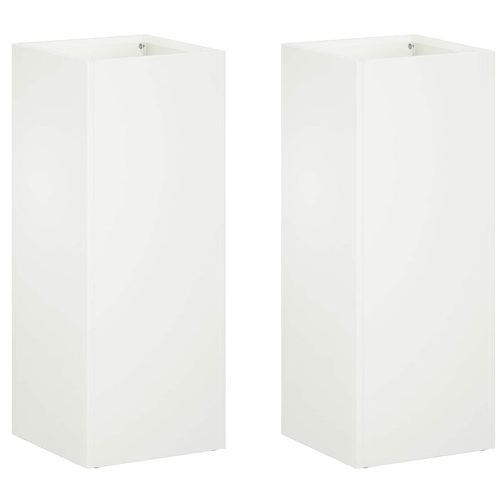 Trädgårdsplanterare 2 St Vit 20 X 20 X 40 Cm Kallvalsat Stål