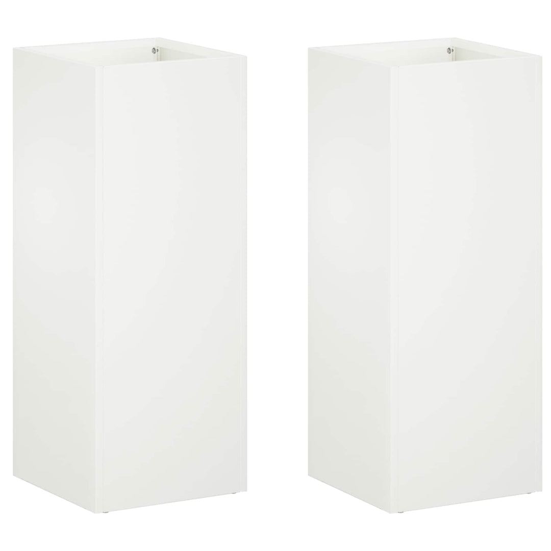 Trädgårdsplanterare 2 St Vit 20 X 20 X 40 Cm Kallvalsat Stål