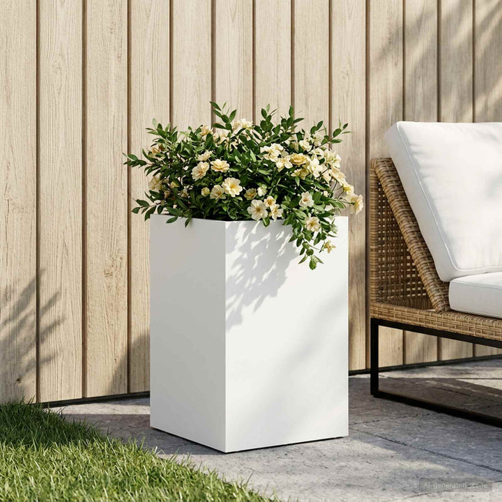 Trädgårdsplanterare Vit 30 X 30 X 40 Cm Kallvalsat Stål