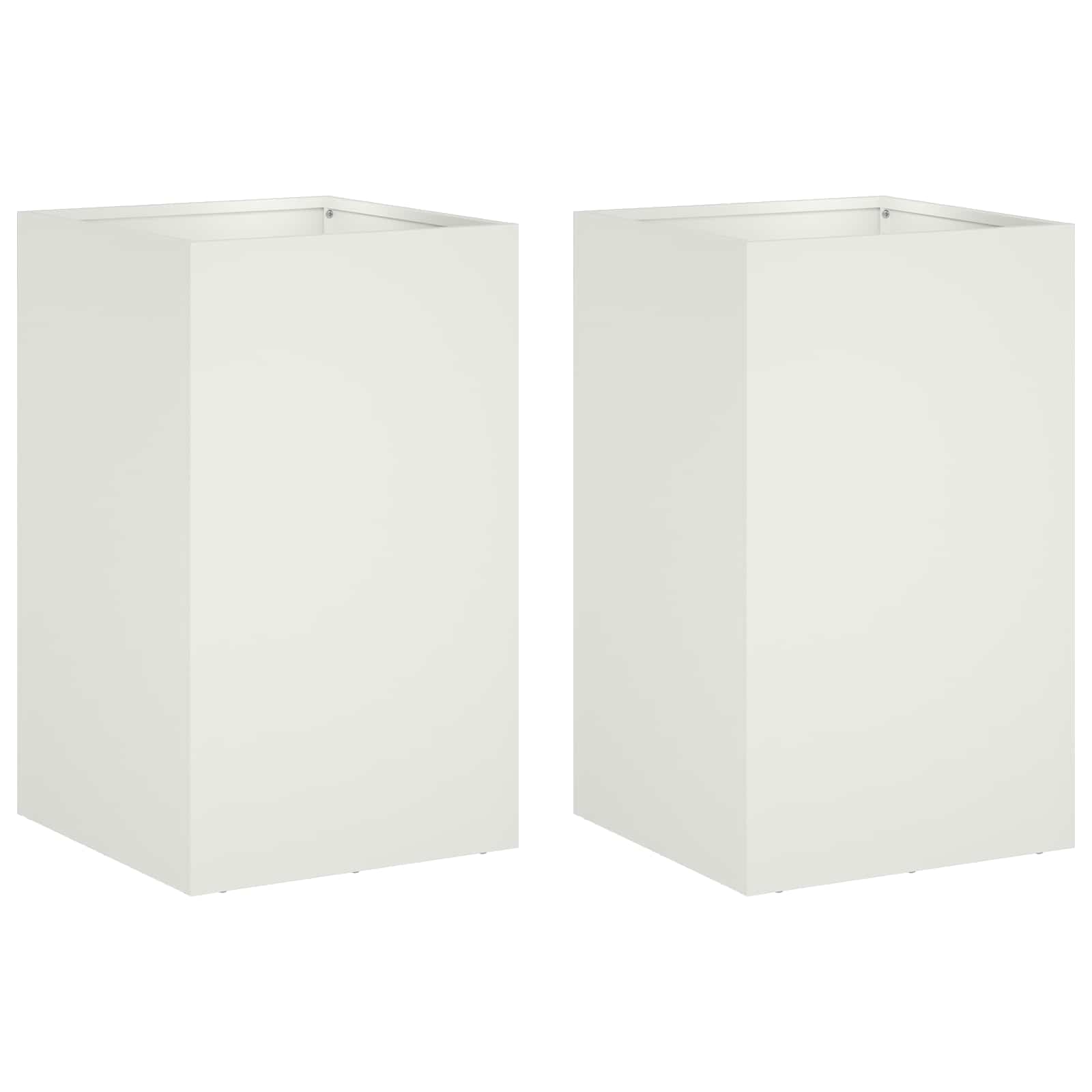 Trädgårdsplanterare 2 St Vit 30 X 30 X 40 Cm Kallvalsat Stål