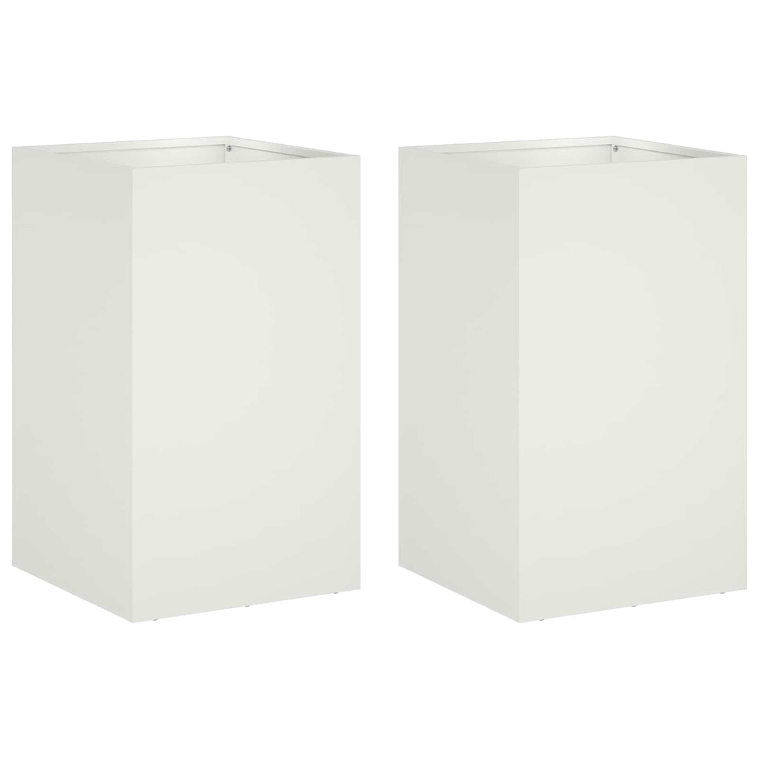 Trädgårdsplanterare 2 St Vit 30 X 30 X 40 Cm Kallvalsat Stål