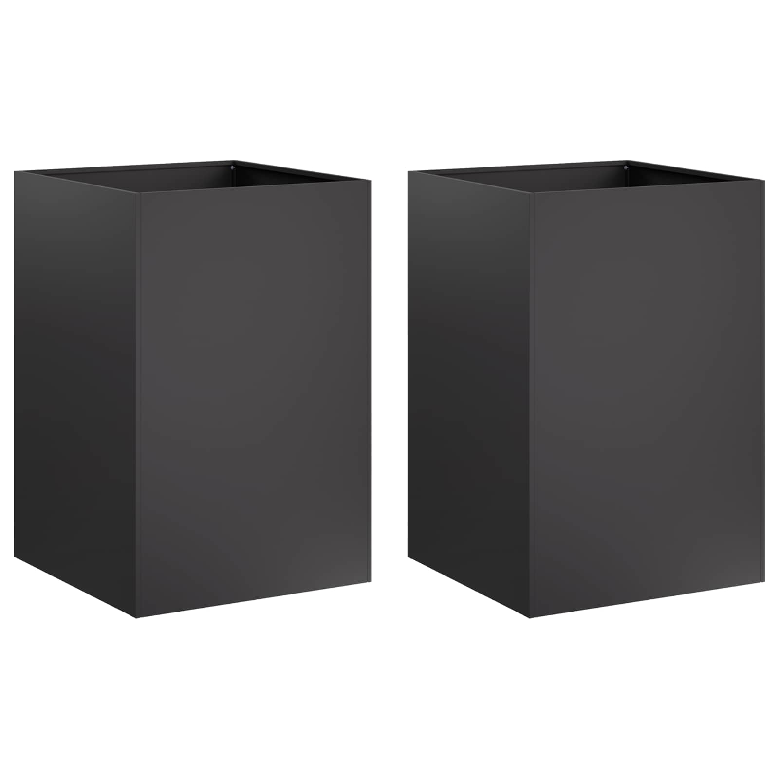Trädgårdsplanterare 2 St Svart 40 X 40 X 75 Cm Kallvalsat Stål