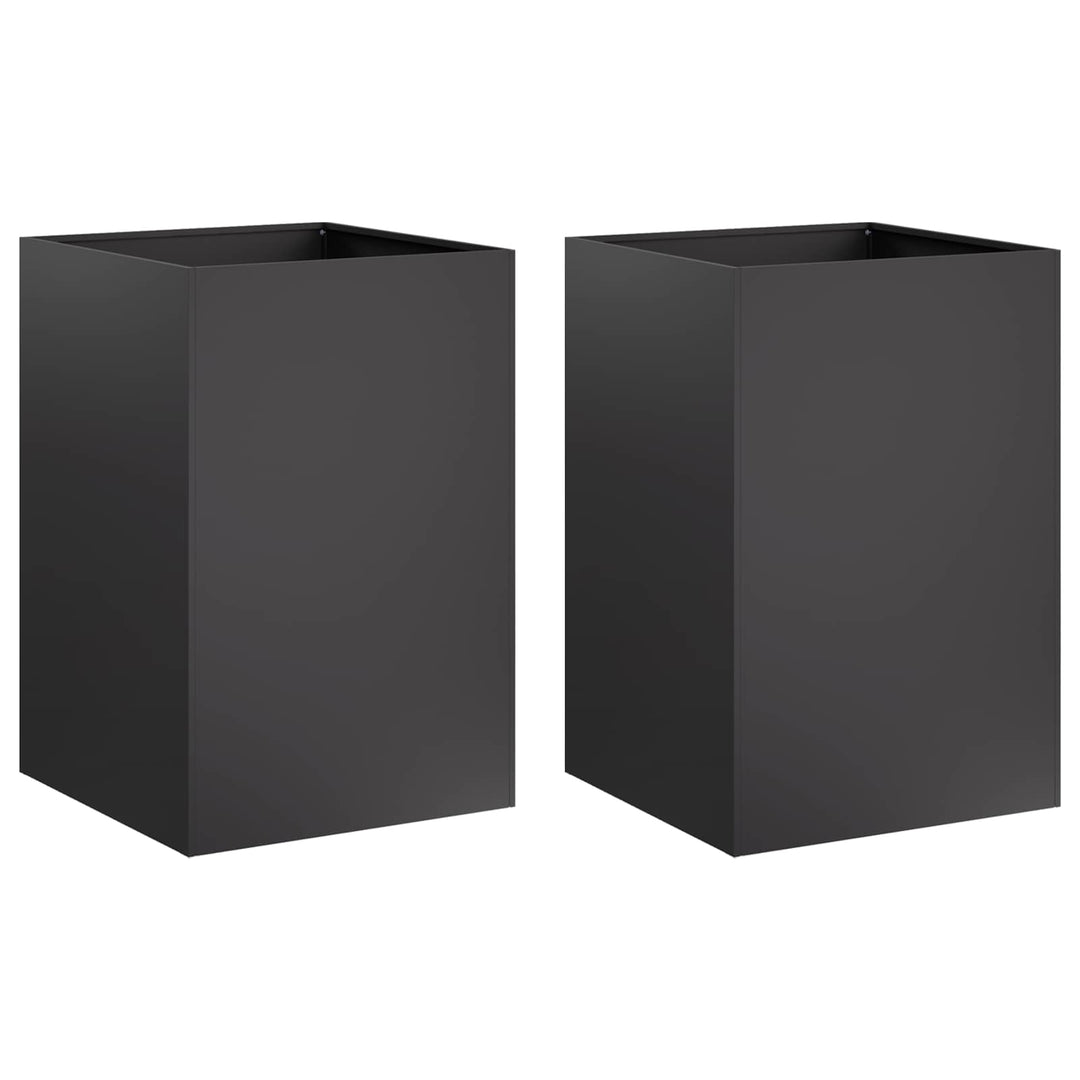 Trädgårdsplanterare 2 St Svart 40 X 40 X 75 Cm Kallvalsat Stål