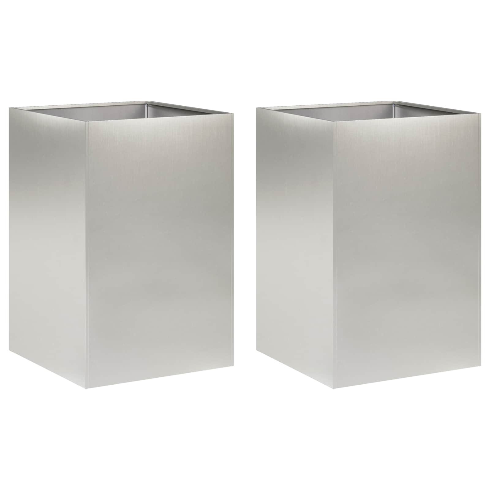 Trädgårdsplanterare 2 St Silver 40 X 40 X 75 Cm Rostfritt Stål