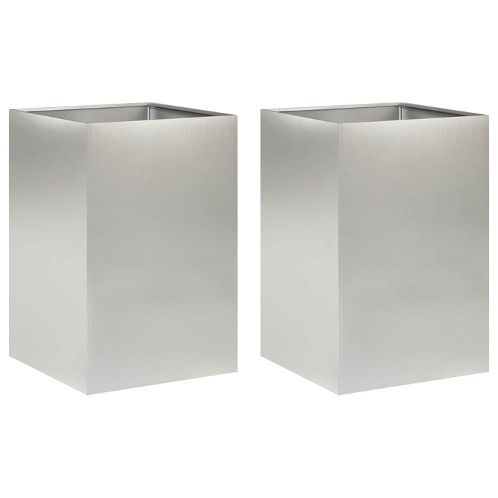 Trädgårdsplanterare 2 St Silver 40 X 40 X 75 Cm Rostfritt Stål