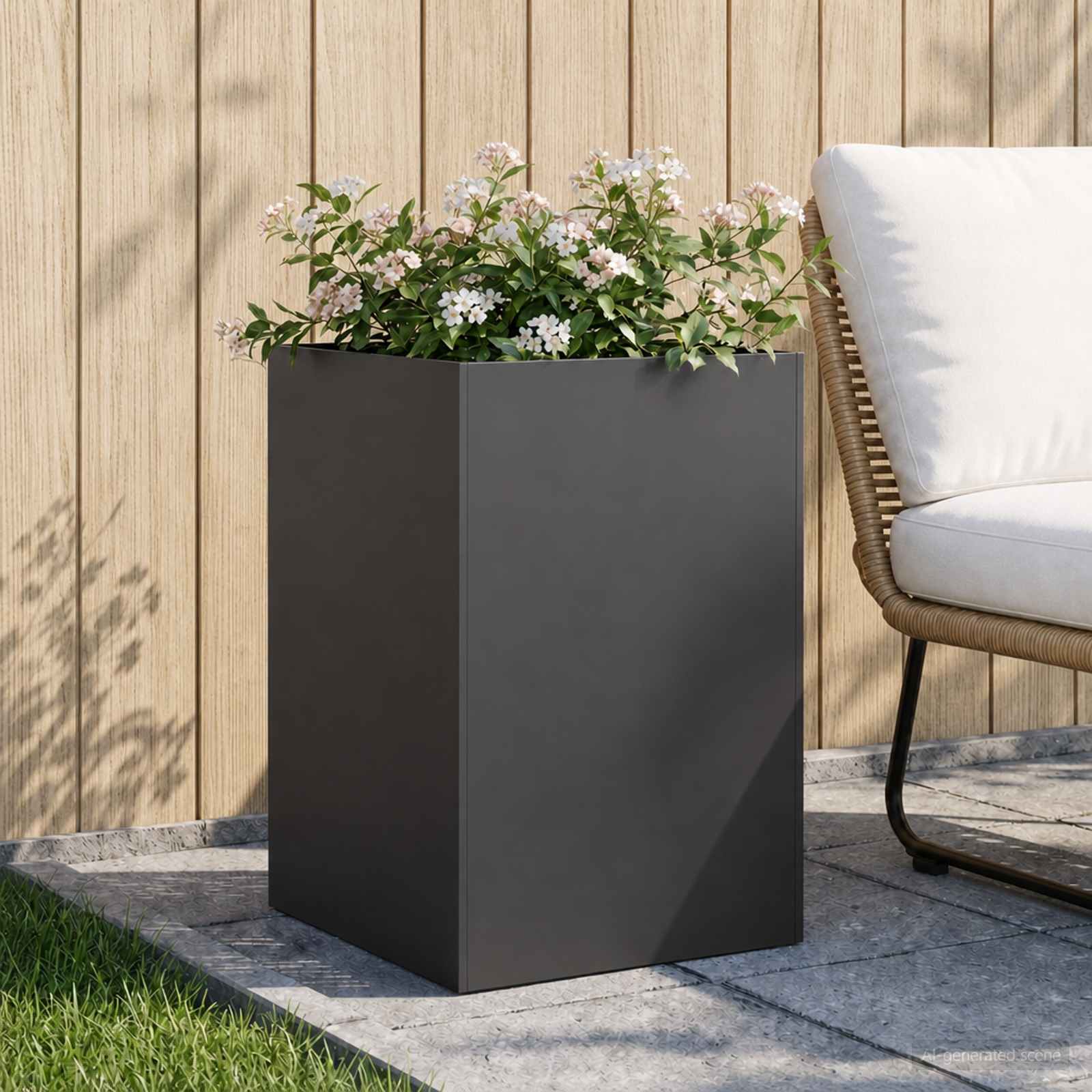 Trädgårdsplanterare Svart 50 X 50 X 75 Cm Kallvalsat Stål