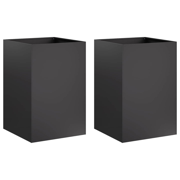 Trädgårdsplanterare 2 St Svart 50 X 50 X 75 Cm Kallvalsat Stål