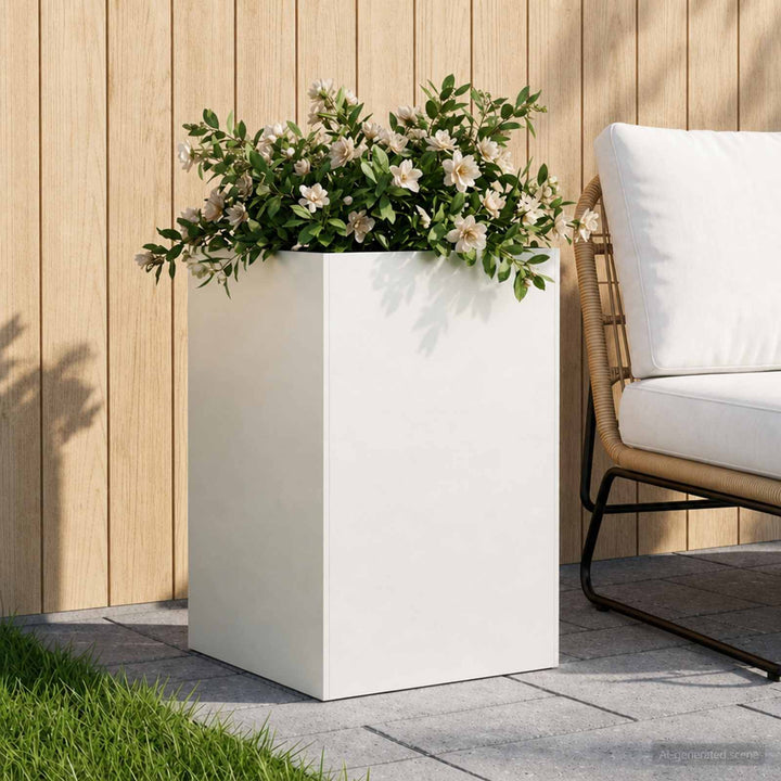 Trädgårdsplanterare Vit 50 X 50 X 75 Cm Kallvalsat Stål