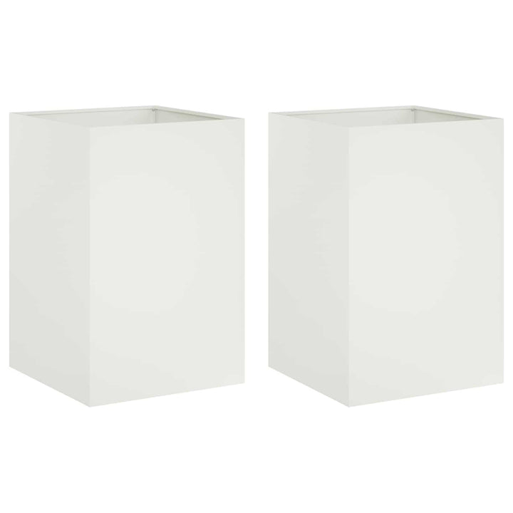 Trädgårdsplanterare 2 St Vit 50 X 50 X 75 Cm Kallvalsat Stål