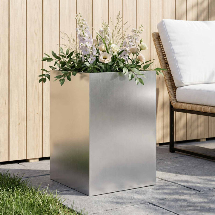 Trädgårdsplanterare Silver 50 X 50 X 75 Cm Rostfritt Stål