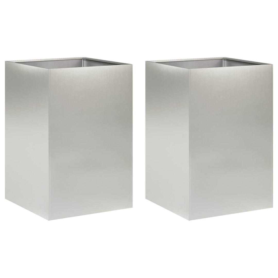 Trädgårdsplanterare 2 St Silver 50 X 50 X 75 Cm Rostfritt Stål